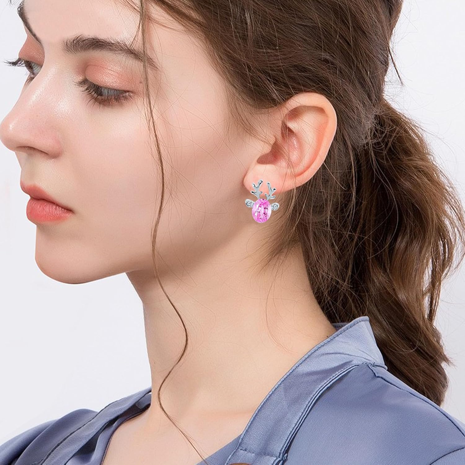 Cute Deer Head Christmas Earrings for Women Reindeer Head Fun Animal Christmas Earring - QIAO Crystal我的商店QIAO Crystal