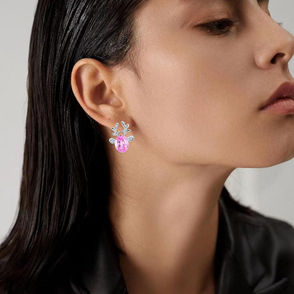 Cute Deer Head Christmas Earrings for Women Reindeer Head Fun Animal Christmas Earring - QIAO Crystal我的商店QIAO Crystal