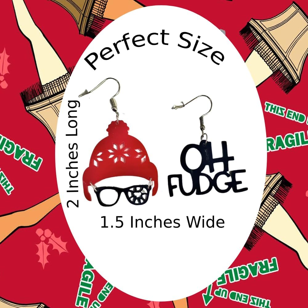 Cute Pair of Beanie/ Broken Glasses Ralphie Themed Earrings for Women. Fun Christmas Earrings for Women. Ralphie Style, Christmas Story Themed Earrings for Women. Fun Pair of Affordable Christmas Earrings for Women. Ralphie Glasses and Hoodie Earrings. - QIAO Crystal我的商店QIAO Crystal