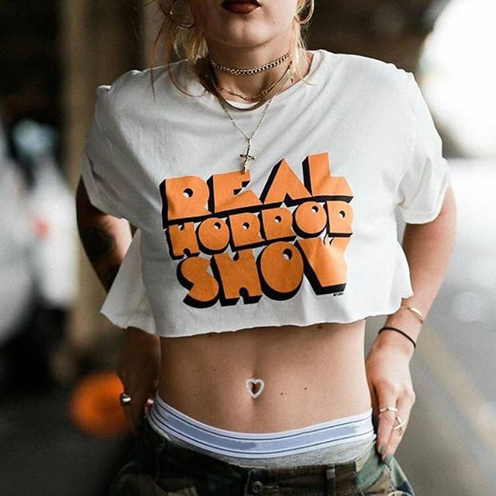 Cute Silver Heart Belly Button Rings for Women Dazzling Zircon Belly Button Rings Dangle Navel Piercing Jewelry - 我的商店我的商店我的商店