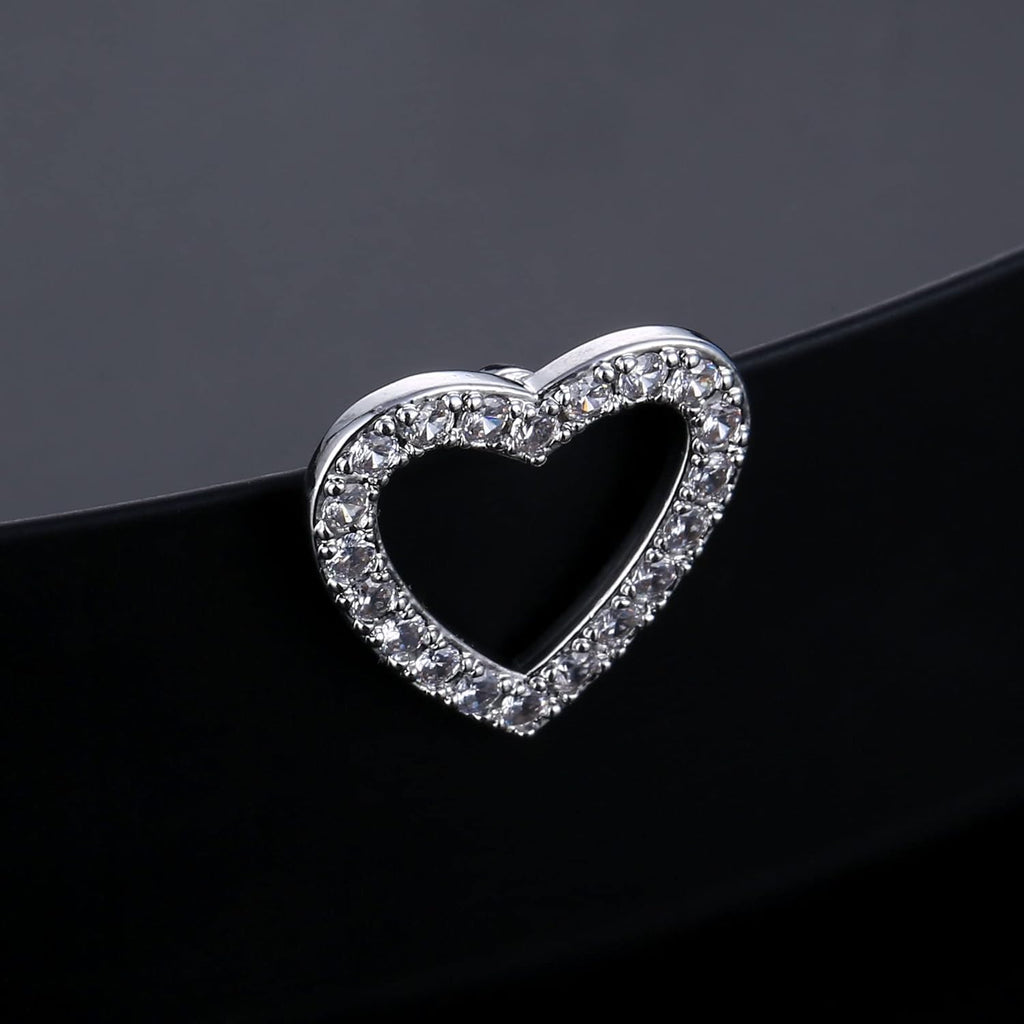 Cute Silver Heart Belly Button Rings for Women Dazzling Zircon Belly Button Rings Dangle Navel Piercing Jewelry - 我的商店我的商店我的商店