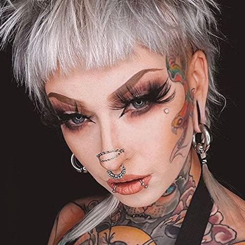 CZ Studs with Chain Surgical Steel Nose Piercing Jewelry - QIAO CrystalQIAO CrystalQIAO Crystal