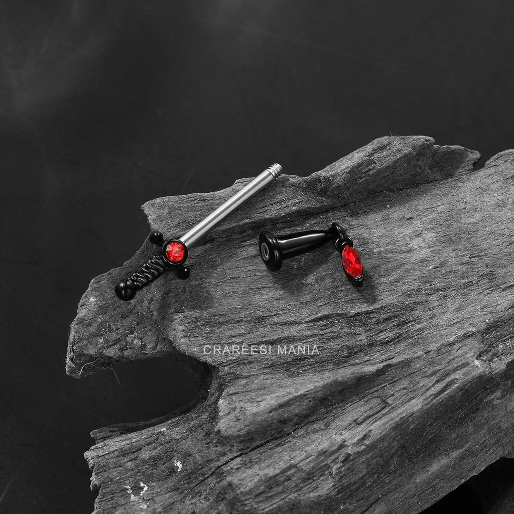 Dagger Nipple Ring 14G Gold Nipple Rings 316L Stainless Steel Nipple Piercing Jewelry Dangle Nipple Rings for Women Nipple Piercing Jewelry - QIAO CrystalQIAO CrystalQIAO Crystal