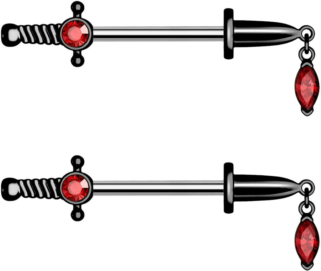 Dagger Nipple Ring 14G Gold Nipple Rings 316L Stainless Steel Nipple Piercing Jewelry Dangle Nipple Rings for Women Nipple Piercing Jewelry - QIAO CrystalQIAO CrystalQIAO Crystal