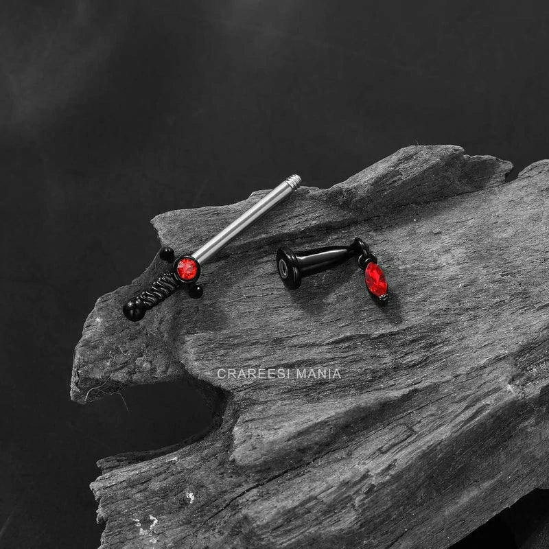 Dagger Nipple Ring 14G Gold Nipple Rings 316L Stainless Steel Nipple Piercing