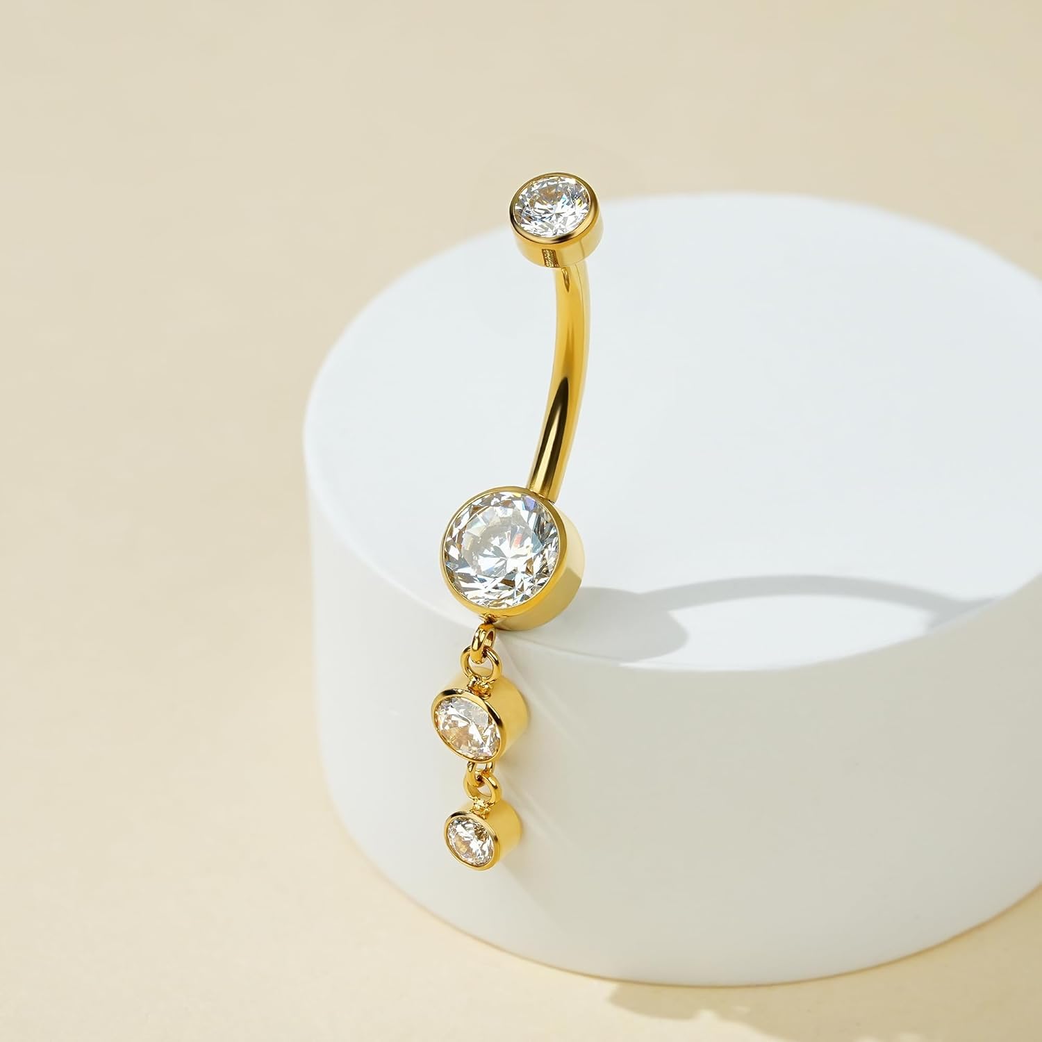 Dangle Belly Button Rings 14G 10mm 12mm - ASTM F136 Implant Grade Real Titanium Belly Ring, Internally Threaded Hypoallergenic Navel Piercing Jewelry for Gift idea (Clear) - 我的商店我的商店我的商店