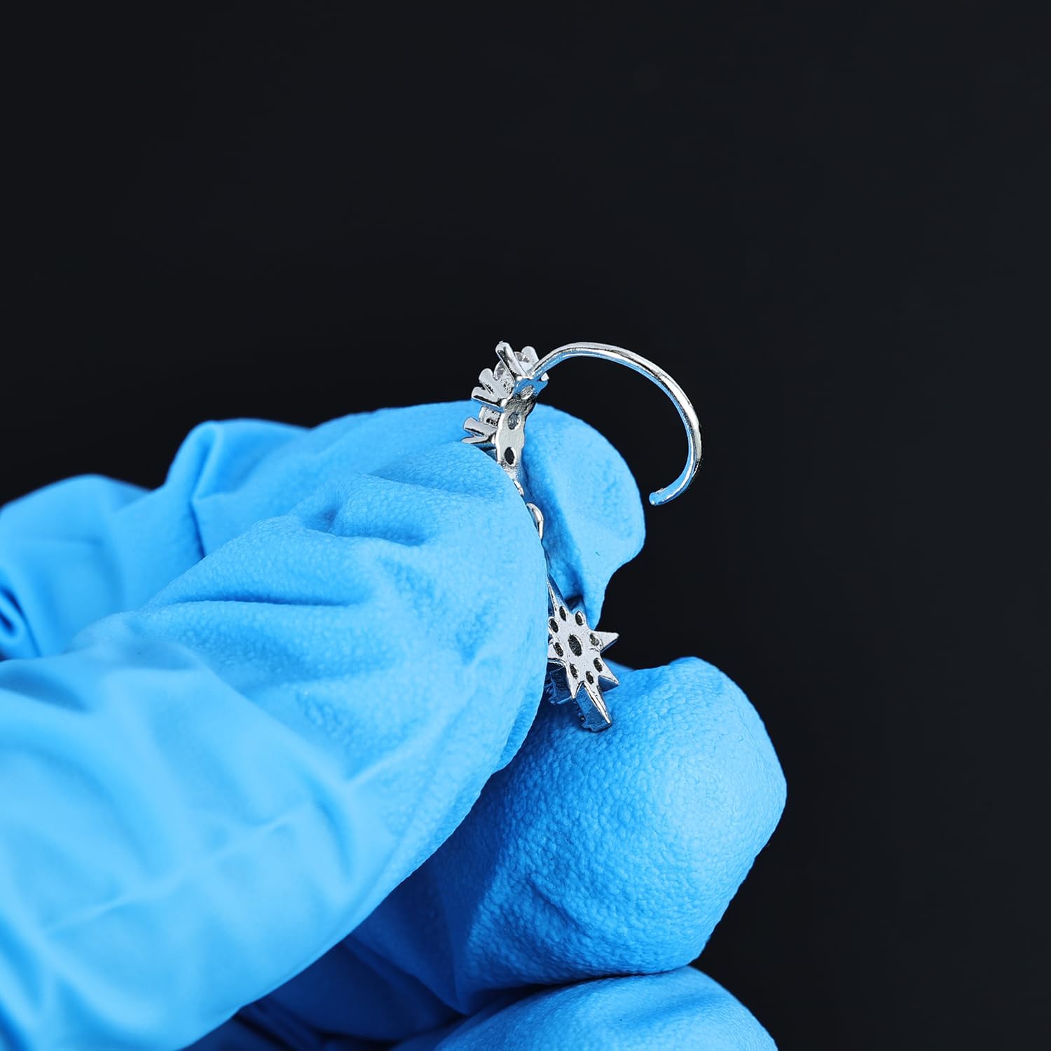 Dangle Nose Rings Hoop for Women Septum Nose Piercing Jewelry Cartilage Earring CZ Flower Leaf Star Butterfly Daith Tragus Helix Lip Piercing, Silver Gold Rose Gold - QIAO CrystalQIAO CrystalQIAO Crystal