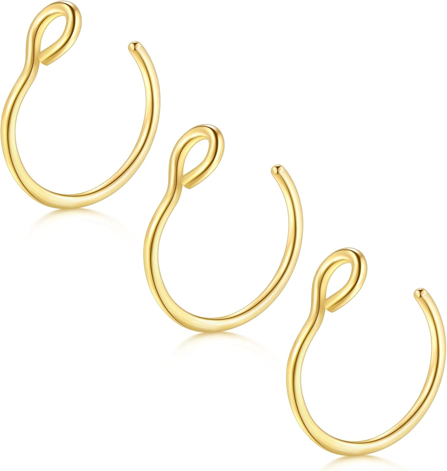 D.Bella Fake Septum Hoop 20G Faux Nose Piercing Hoop Clip on Nose Rings Non Piercing Fake Septum Lip Ear Ring Faux Body Piercing Jewelry for Women Men - QIAO CrystalQIAO CrystalQIAO Crystal