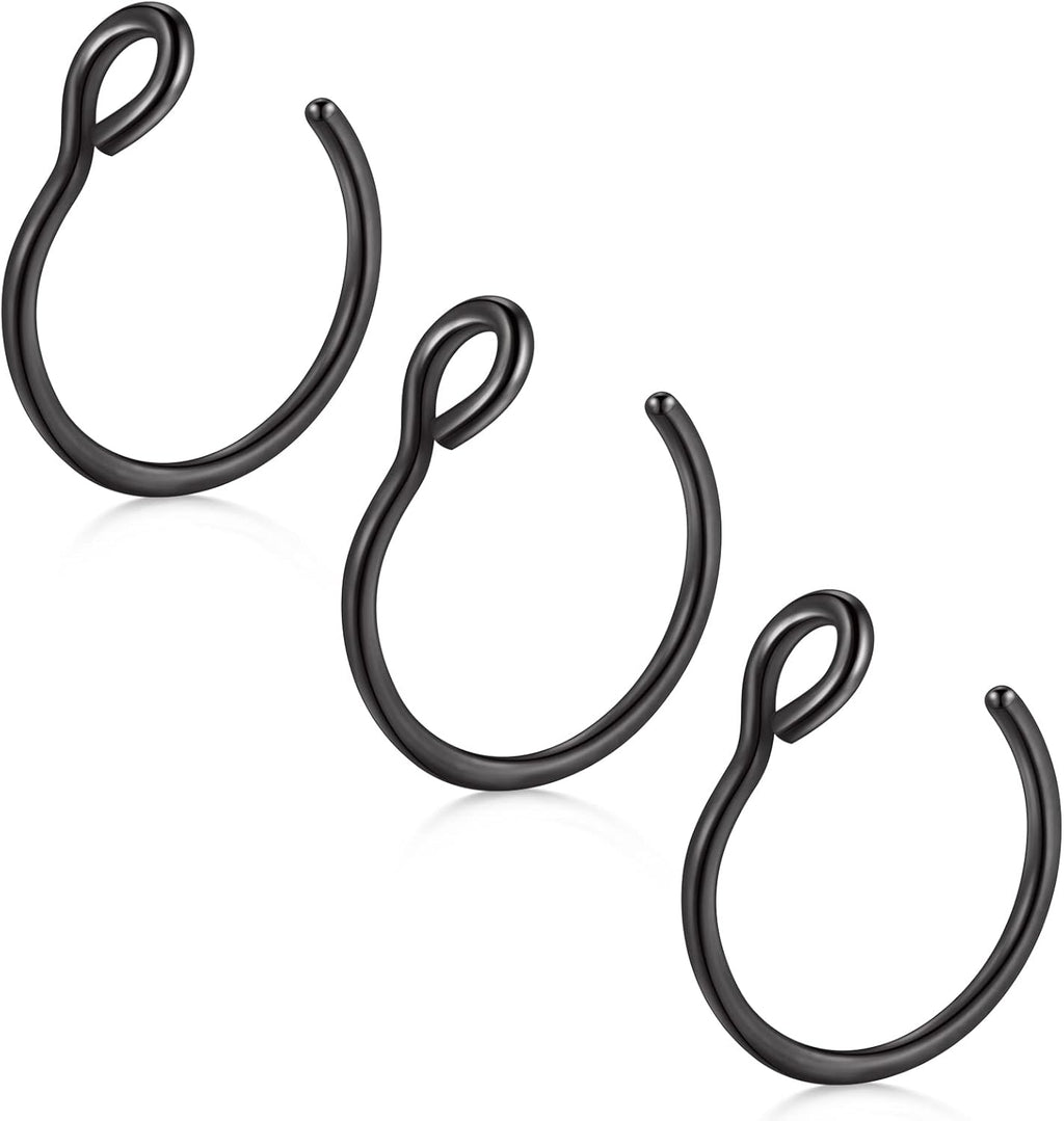 D.Bella Fake Septum Hoop 20G Faux Nose Piercing Hoop Clip on Nose Rings Non Piercing Fake Septum Lip Ear Ring Faux Body Piercing Jewelry for Women Men - QIAO CrystalQIAO CrystalQIAO Crystal