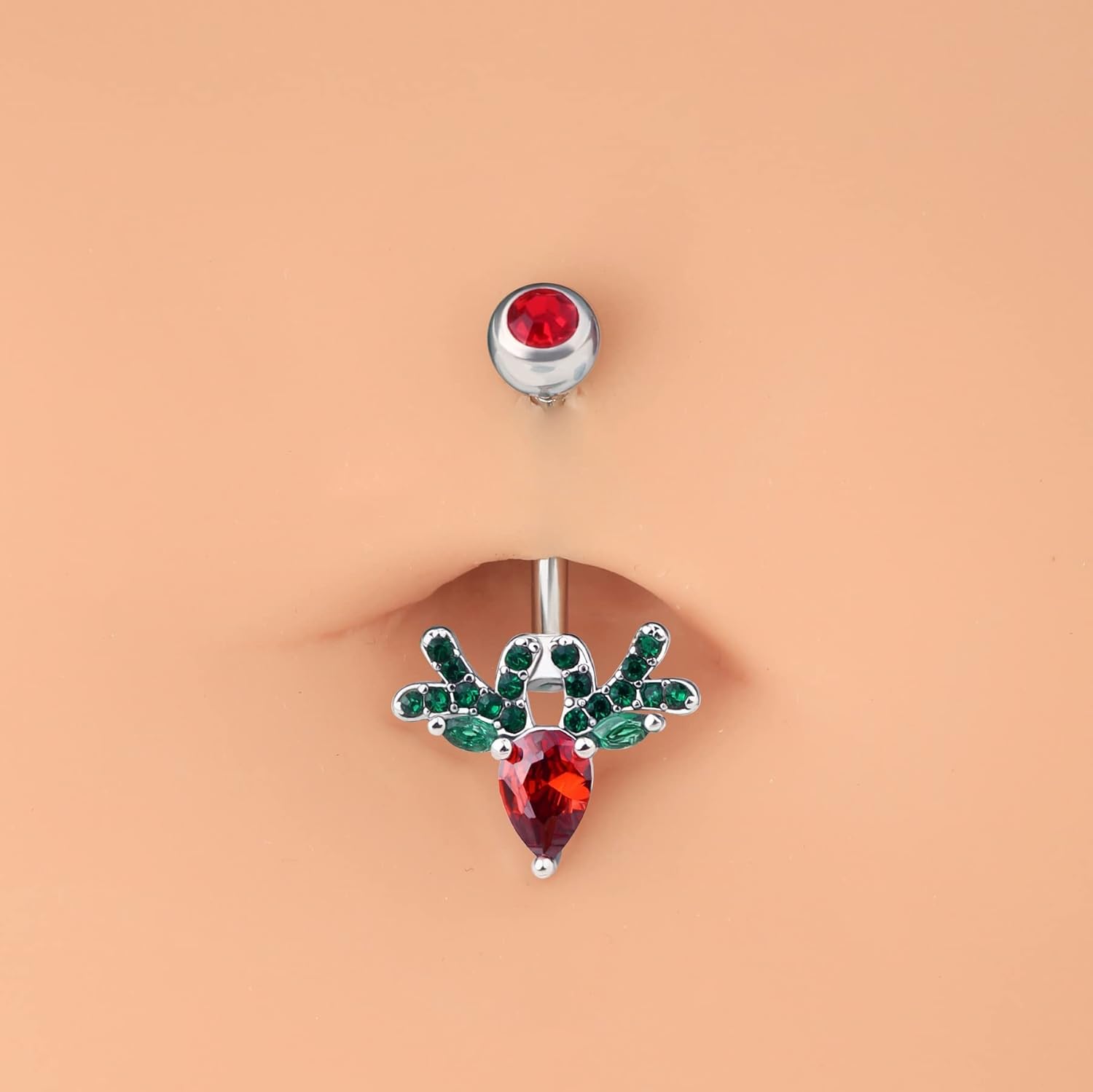 Deer Head Navel Piercing Jewelry Christmas Belly Button Ring 14G Surgical Steel Steel Curved Belly Rings Ring - 我的商店我的商店我的商店