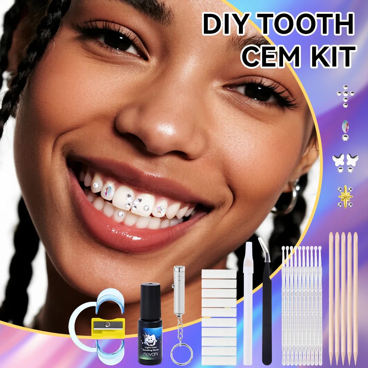 Dental Decorative Gemstones with Eco - friendly Glue Tooth Gemstone Kit DIY Tooth Gemstone Kit Temporary Styling Crystal Flat Shoes - QIAO CrystalQIAO CrystalQIAO Crystal