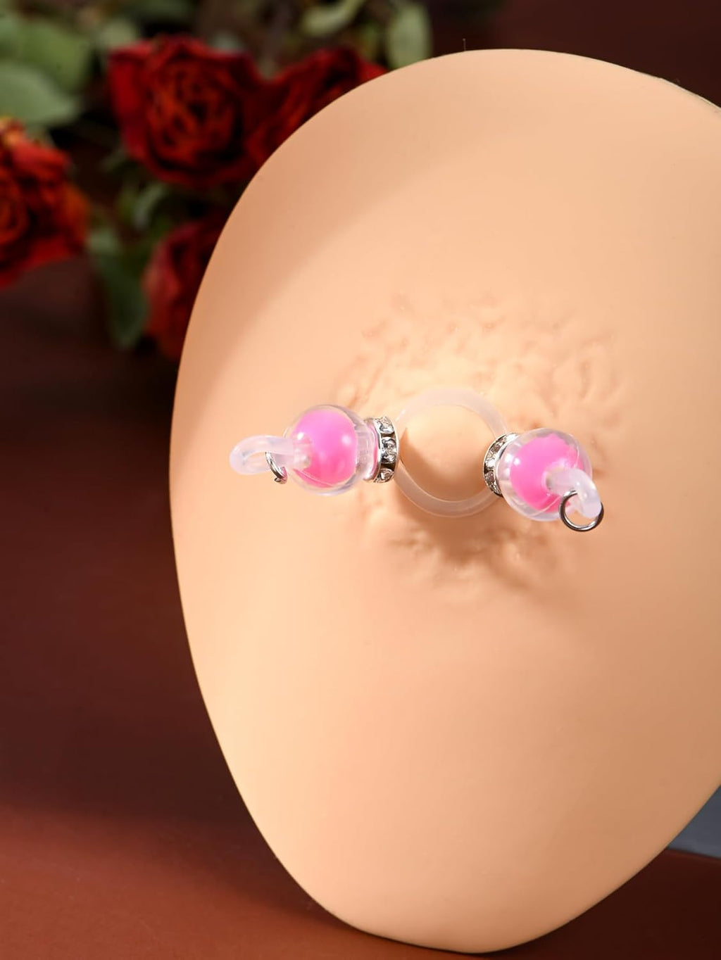 DJCIW 4 Pairs Handmade Fake Nipple Rings,Adjustable Nipple Nooses with 8mm Silicone Multicolor Beads and Barbells,Non - Piercing Faux Nipple Piercing Comfortable Everyday Wear Cute Body Jewelry - QIAO CrystalQIAO CrystalQIAO Crystal