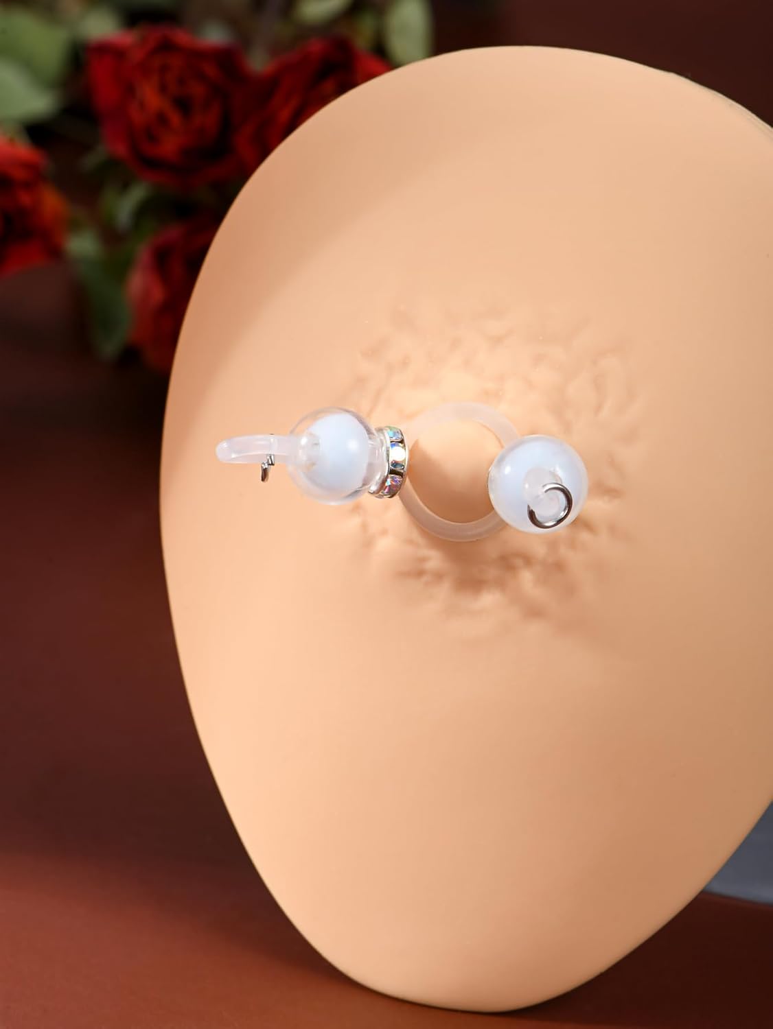 DJCIW 4 Pairs Handmade Fake Nipple Rings,Adjustable Nipple Nooses with 8mm Silicone Multicolor Beads and Barbells,Non - Piercing Faux Nipple Piercing Comfortable Everyday Wear Cute Body Jewelry - QIAO CrystalQIAO CrystalQIAO Crystal