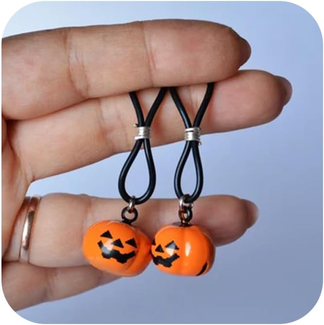 DJCIW Adjustable Halloween Fake Nipple Piercing Rings for Women, Non - Piercing Nipple Jewelry with Skull Pumpkin and Ghost Pendants Faux Nipple Rings Nipple Noose Halloween Body Jewelry for Lovers - QIAO CrystalQIAO CrystalQIAO Crystal