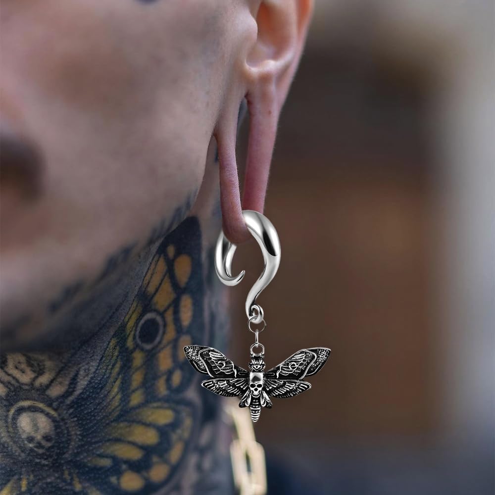 DOEARKO 2 PCS Butterfly Ear Dangle Plugs 316 Stainless Steel Ear Hangers Ear Gauges Piercing Plug Pair Selling 2g 0g Body Jewelry - QIAO CrystalQIAO CrystalQIAO Crystal