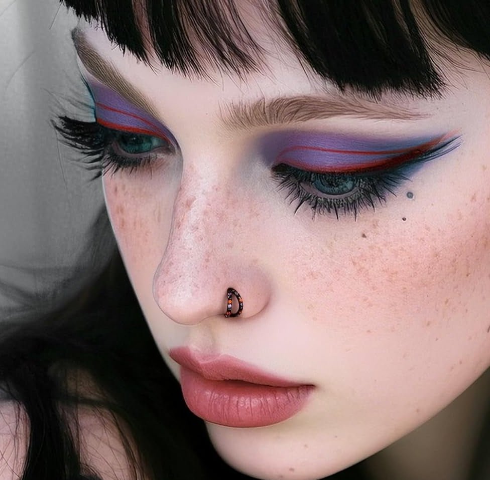 Double CZ Hoop Piercing Jewelry, Halloween & Christmas 20G Nose Rings (6MM 7MM 8MM), Classic 16G Cartilage Earrings (6MM–12MM), Surgical Steel Helix Tragus Lip Hoops for Women Men - QIAO CrystalQIAO CrystalQIAO Crystal