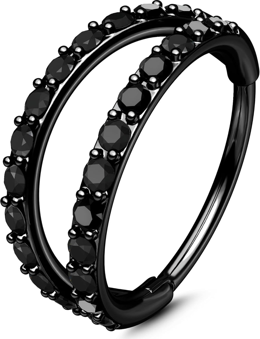 Double CZ Hoop Piercing Jewelry, Halloween & Christmas 20G Nose Rings (6MM 7MM 8MM), Classic 16G Cartilage Earrings (6MM–12MM), Surgical Steel Helix Tragus Lip Hoops for Women Men - QIAO CrystalQIAO CrystalQIAO Crystal