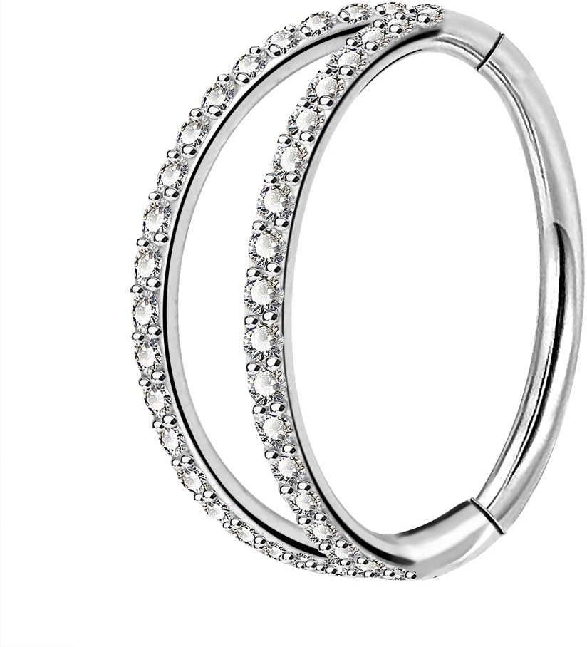 Double CZ Hoop Piercing Jewelry, Halloween & Christmas 20G Nose Rings (6MM 7MM 8MM), Classic 16G Cartilage Earrings (6MM–12MM), Surgical Steel Helix Tragus Lip Hoops for Women Men - QIAO CrystalQIAO CrystalQIAO Crystal