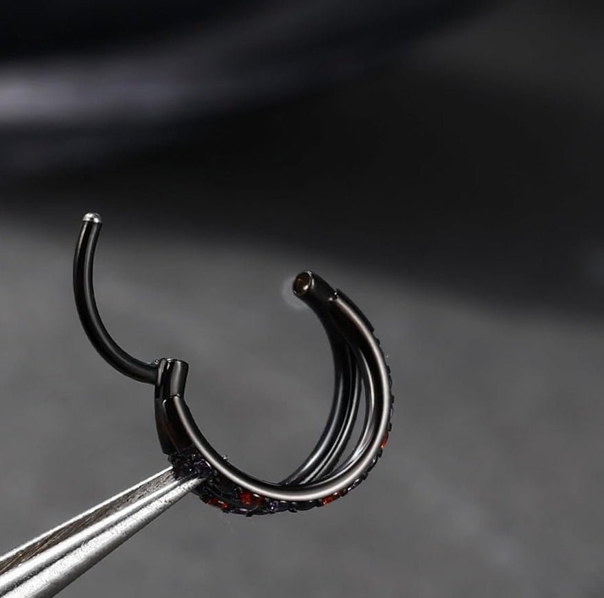 Double CZ Hoop Piercing Jewelry, Halloween & Christmas 20G Nose Rings (6MM 7MM 8MM), Classic 16G Cartilage Earrings (6MM–12MM), Surgical Steel Helix Tragus Lip Hoops for Women Men - QIAO CrystalQIAO CrystalQIAO Crystal