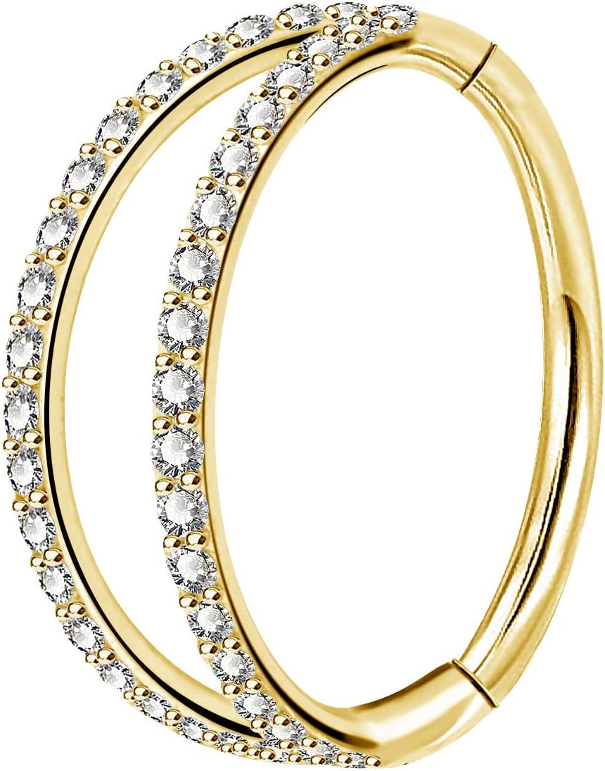 Double CZ Hoop Piercing Jewelry, Halloween & Christmas 20G Nose Rings (6MM 7MM 8MM), Classic 16G Cartilage Earrings (6MM–12MM), Surgical Steel Helix Tragus Lip Hoops for Women Men - QIAO CrystalQIAO CrystalQIAO Crystal