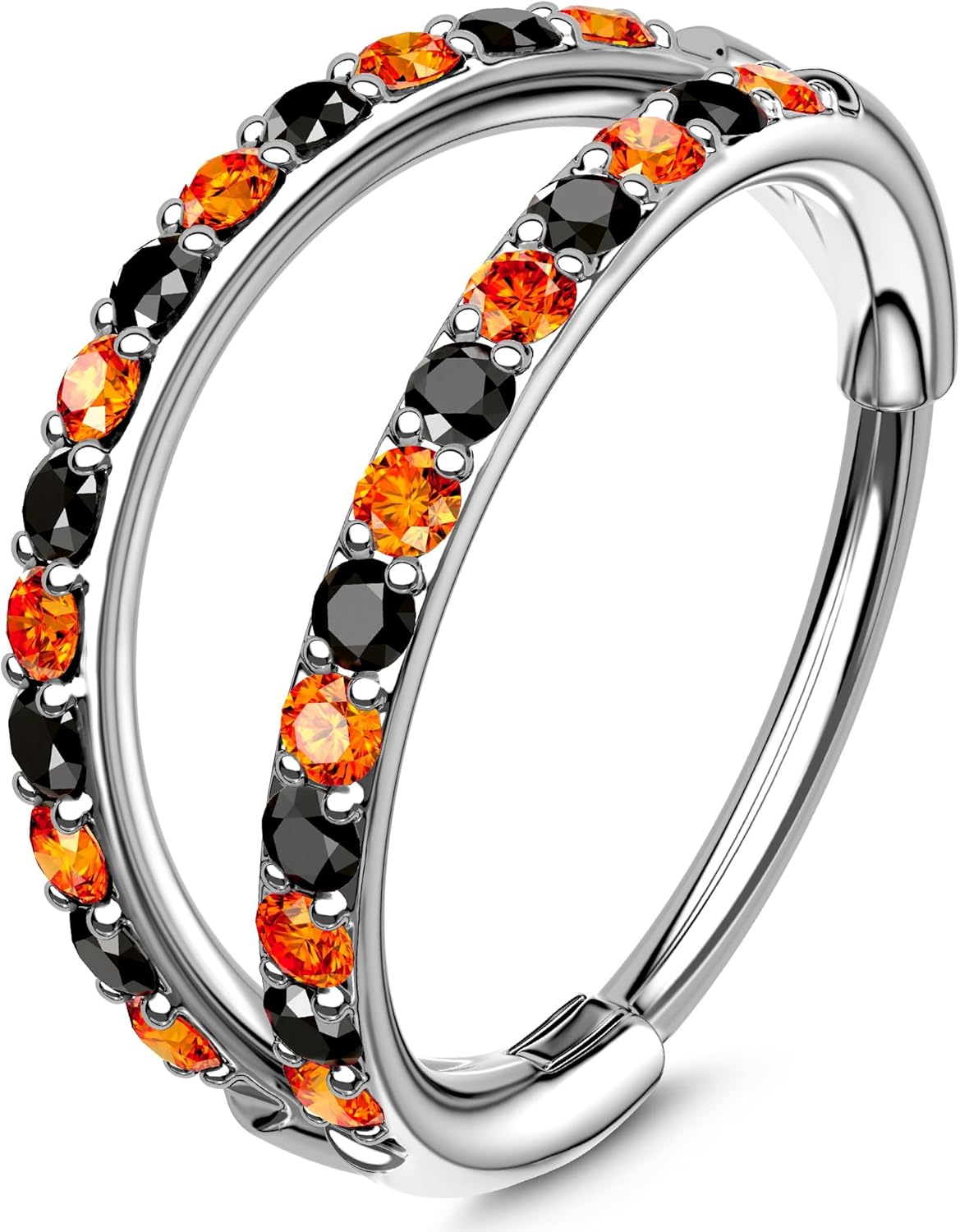 Double CZ Hoop Piercing Jewelry, Halloween & Christmas 20G Nose Rings (6MM 7MM 8MM), Classic 16G Cartilage Earrings (6MM–12MM), Surgical Steel Helix Tragus Lip Hoops for Women Men - QIAO CrystalQIAO CrystalQIAO Crystal