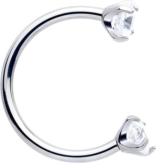 Double Gem Titanium Horseshoe Nose Ring - Internally Threaded Solid Titanium Horseshoe Nose Hoop - QIAO Crystal我的商店QIAO Crystal