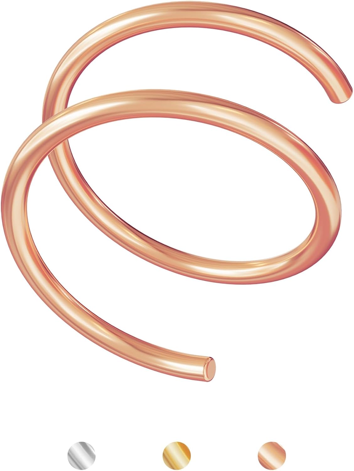 Double Hoop Nose Ring for Single Piercing,14K Gold Filled/Sterling Silver/Rose Gold Nose Ring for Women,20g / 22g Spiral Twist Nose Ring,6mm/7mm/8mm - QIAO CrystalQIAO CrystalQIAO Crystal