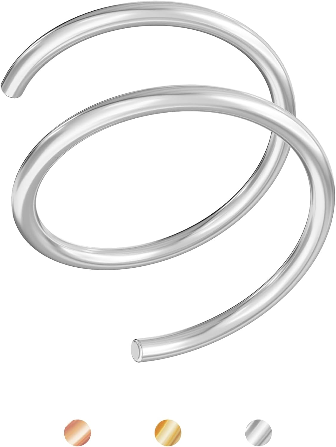 Double Hoop Nose Ring for Single Piercing,14K Gold Filled/Sterling Silver/Rose Gold Nose Ring for Women,20g / 22g Spiral Twist Nose Ring,6mm/7mm/8mm - QIAO CrystalQIAO CrystalQIAO Crystal