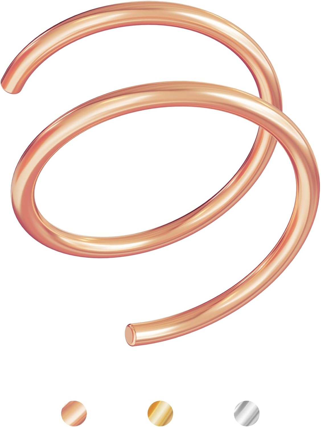 Double Hoop Nose Ring for Single Piercing,14K Gold Filled/Sterling Silver/Rose Gold Nose Ring for Women,20g / 22g Spiral Twist Nose Ring,6mm/7mm/8mm - QIAO CrystalQIAO CrystalQIAO Crystal