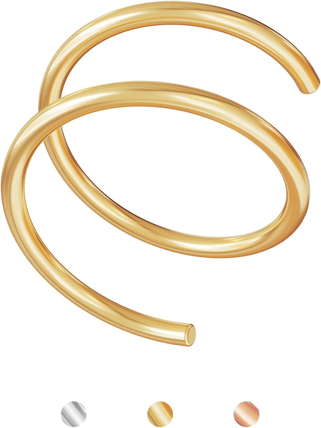 Double Hoop Nose Ring for Single Piercing,14K Gold Filled/Sterling Silver/Rose Gold Nose Ring for Women,20g / 22g Spiral Twist Nose Ring,6mm/7mm/8mm - QIAO CrystalQIAO CrystalQIAO Crystal