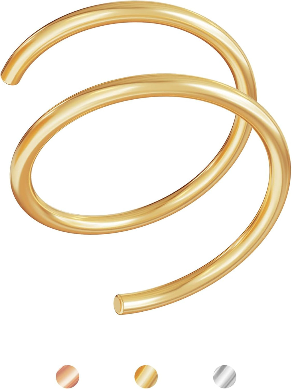 Double Hoop Nose Ring for Single Piercing,14K Gold Filled/Sterling Silver/Rose Gold Nose Ring for Women,20g / 22g Spiral Twist Nose Ring,6mm/7mm/8mm - QIAO CrystalQIAO CrystalQIAO Crystal