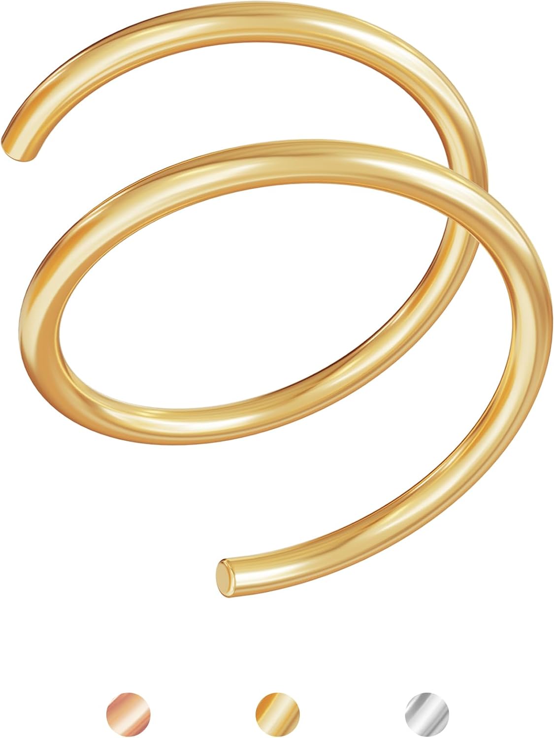 Double Hoop Nose Ring for Single Piercing,14K Gold Filled/Sterling Silver/Rose Gold Nose Ring for Women,20g / 22g Spiral Twist Nose Ring,6mm/7mm/8mm - QIAO CrystalQIAO CrystalQIAO Crystal