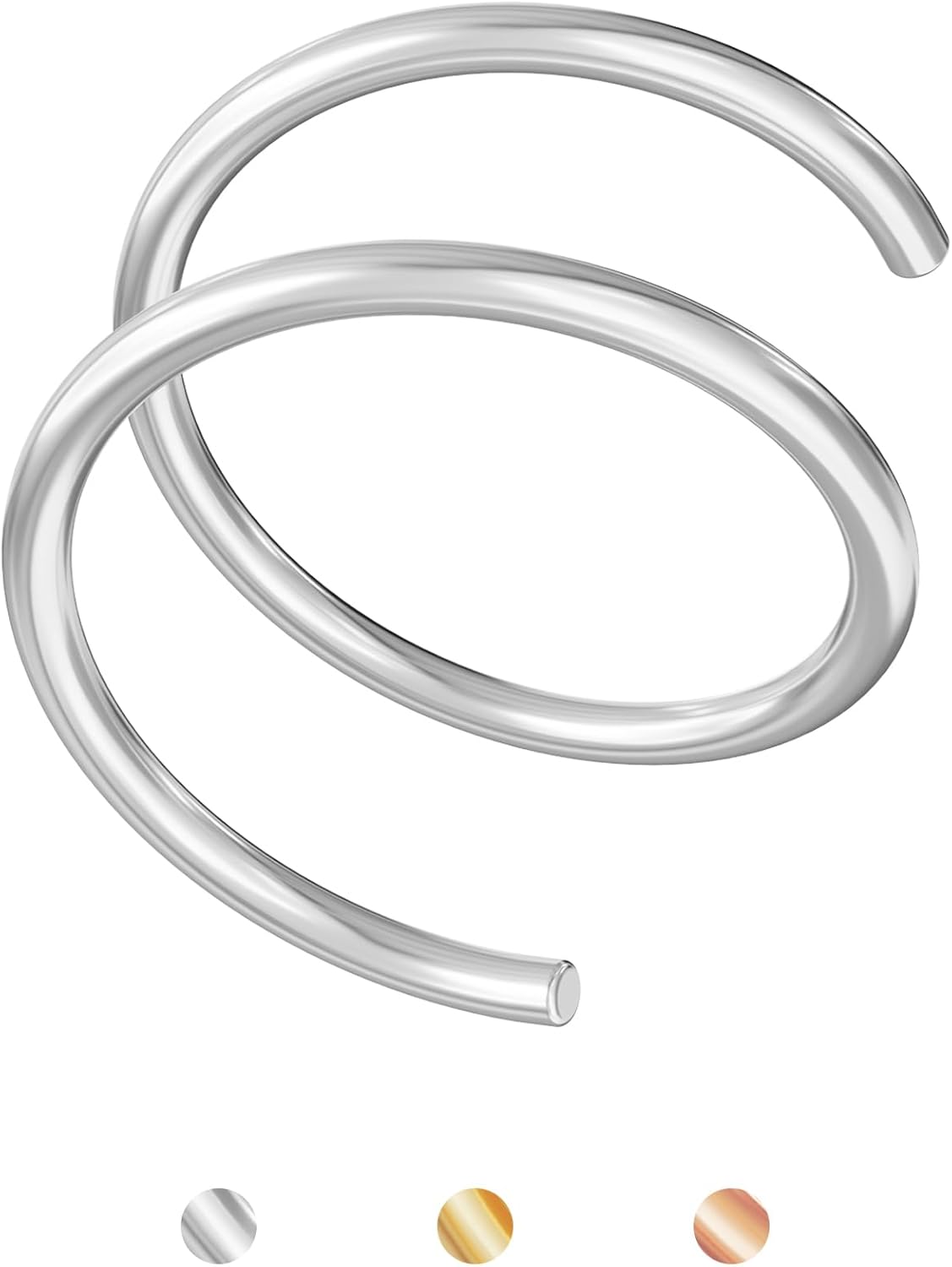 Double Hoop Nose Ring for Single Piercing,14K Gold Filled/Sterling Silver/Rose Gold Nose Ring for Women,20g / 22g Spiral Twist Nose Ring,6mm/7mm/8mm - QIAO CrystalQIAO CrystalQIAO Crystal