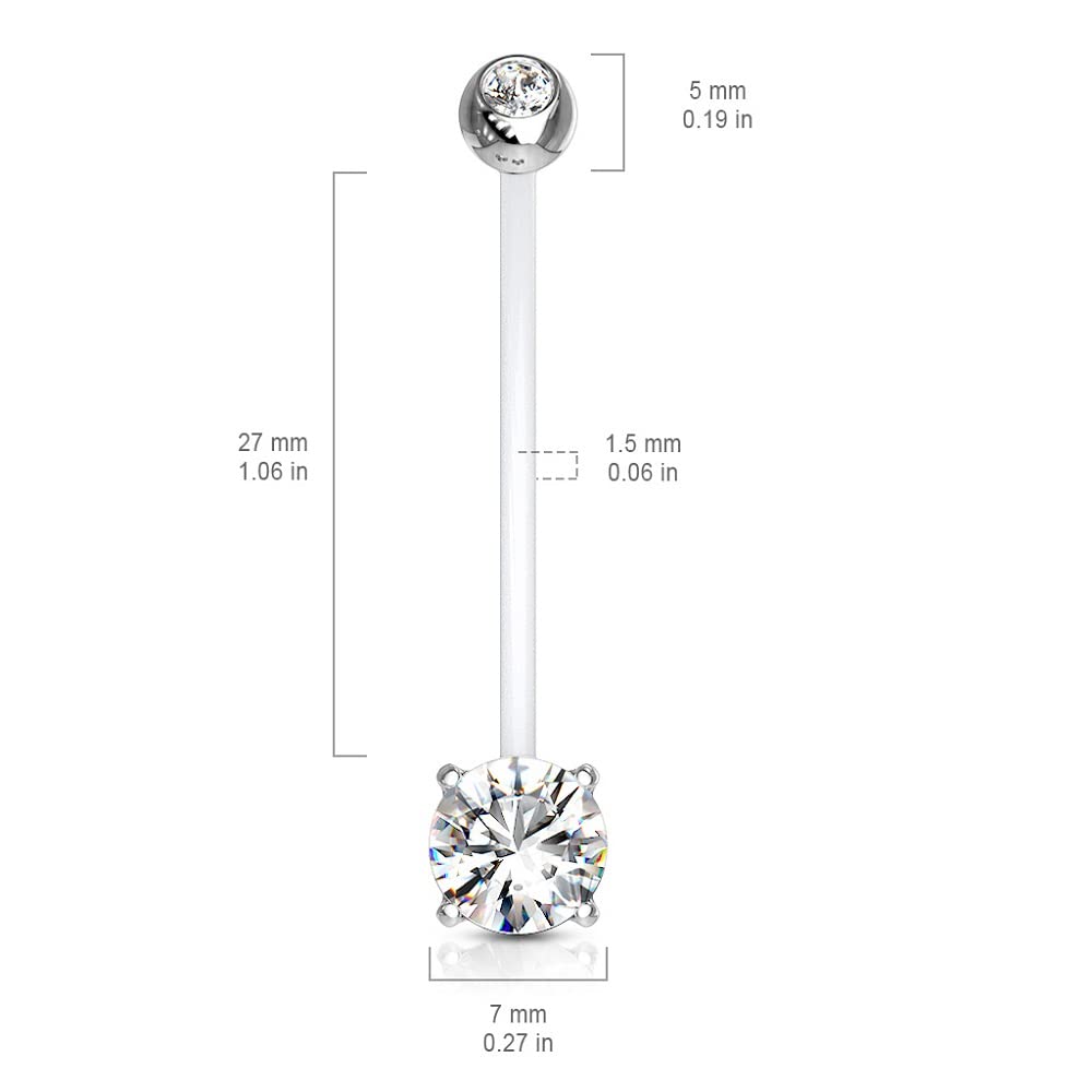 Double Jeweled Prong Set Round CZ Crystal Pregnancy Maternity Bioflex Belly Button Navel Ring - QIAO Crystal我的商店QIAO Crystal
