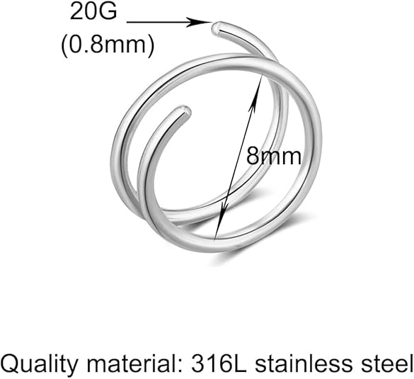 Double Nose Ring for Single Piercing, Twist Nose Ring Hoop For Women, Nostril Piercing Jewelry - QIAO Crystal我的商店QIAO Crystal