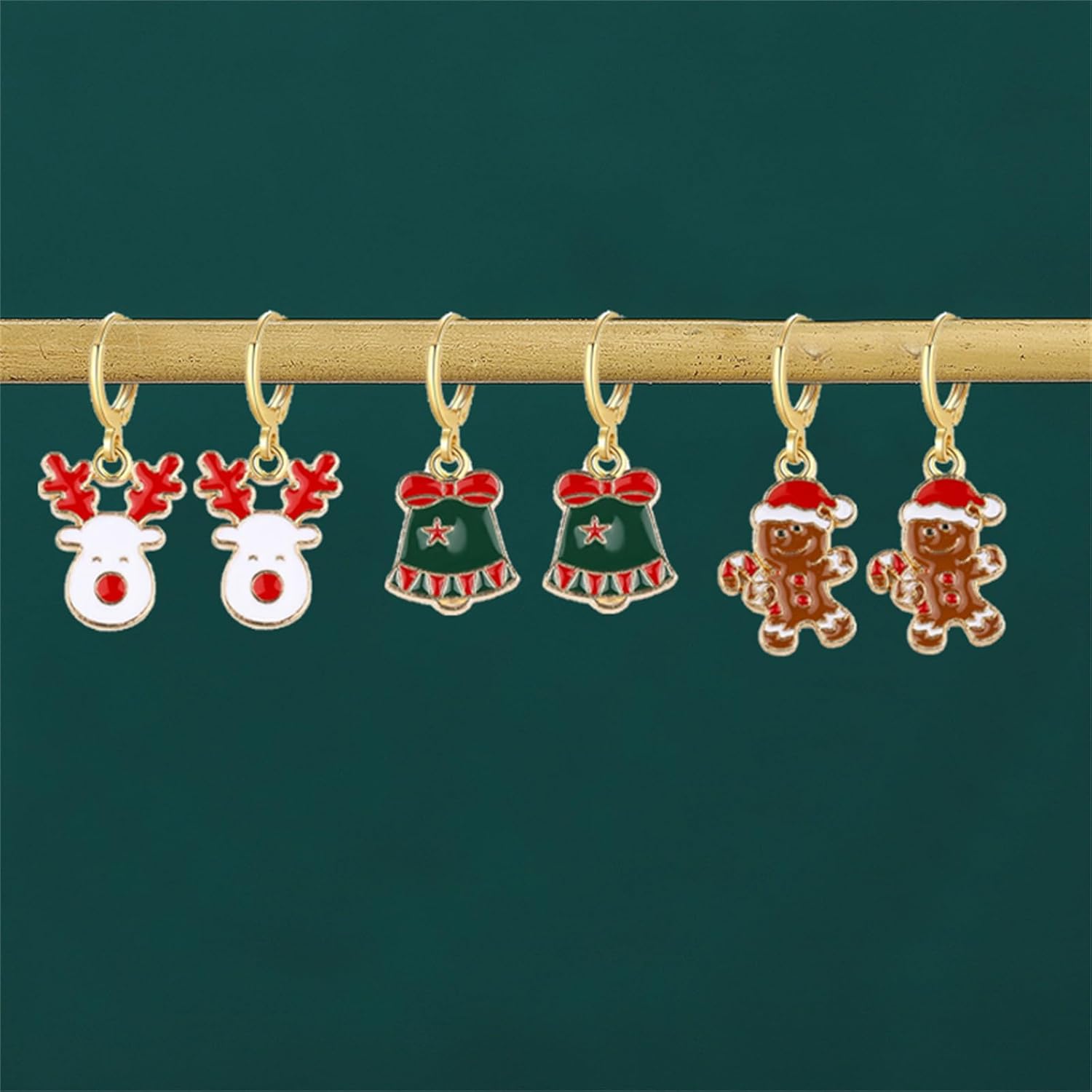 Dreuyet 9 Pairs Christmas Hoop Earrings for Women Cute Christmas Trees Bells Santa Claus Snowflakes Stocking Huggie Earrings Holiday Earrings Hoops Xmas Party Jewelry Gift - 我的商店我的商店我的商店