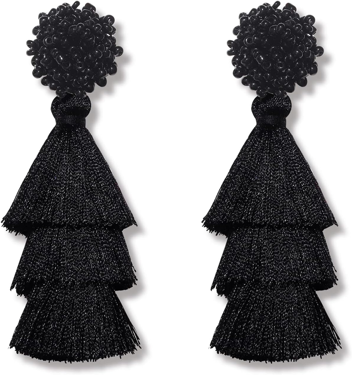 Earring Bohemian Lightweight Colorful Tiered Thread long Fringe Tassel Drop Dangle Beaded Statement Stud Earring Women Gifts - QIAO Crystal我的商店QIAO Crystal