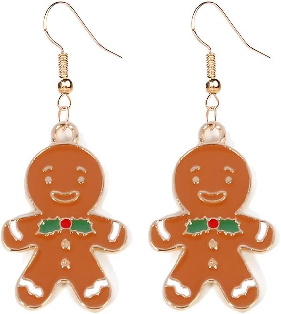 Earrings for Women Cute Creative Christmas Gingerbread Man Earrings Christmas Theme EarringsXmas Holiday Earrings Festival Jewelry Gifts - 我的商店我的商店我的商店