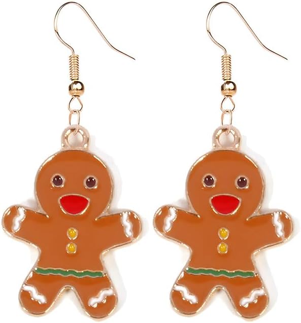 Earrings for Women Cute Creative Christmas Gingerbread Man Earrings Christmas Theme EarringsXmas Holiday Earrings Festival Jewelry Gifts - 我的商店我的商店我的商店