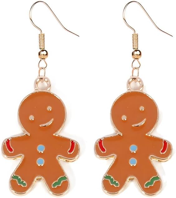 Earrings for Women Cute Creative Christmas Gingerbread Man Earrings Christmas Theme EarringsXmas Holiday Earrings Festival Jewelry Gifts - 我的商店我的商店我的商店