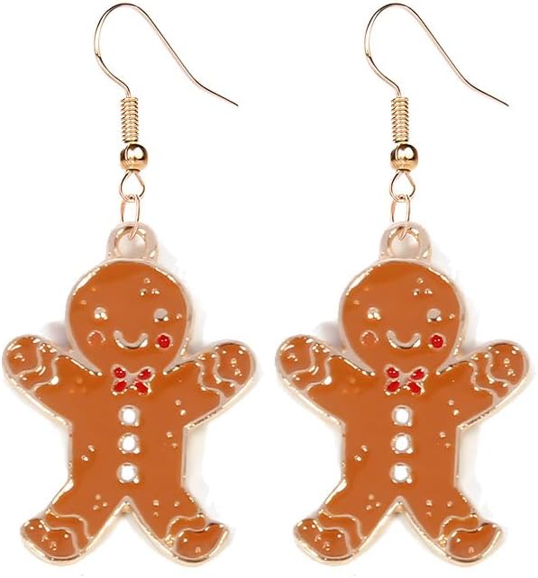 Earrings for Women Cute Creative Christmas Gingerbread Man Earrings Christmas Theme EarringsXmas Holiday Earrings Festival Jewelry Gifts - 我的商店我的商店我的商店