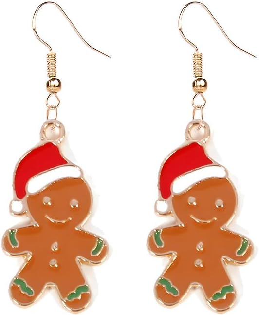 Earrings for Women Cute Creative Christmas Gingerbread Man Earrings Christmas Theme EarringsXmas Holiday Earrings Festival Jewelry Gifts - 我的商店我的商店我的商店