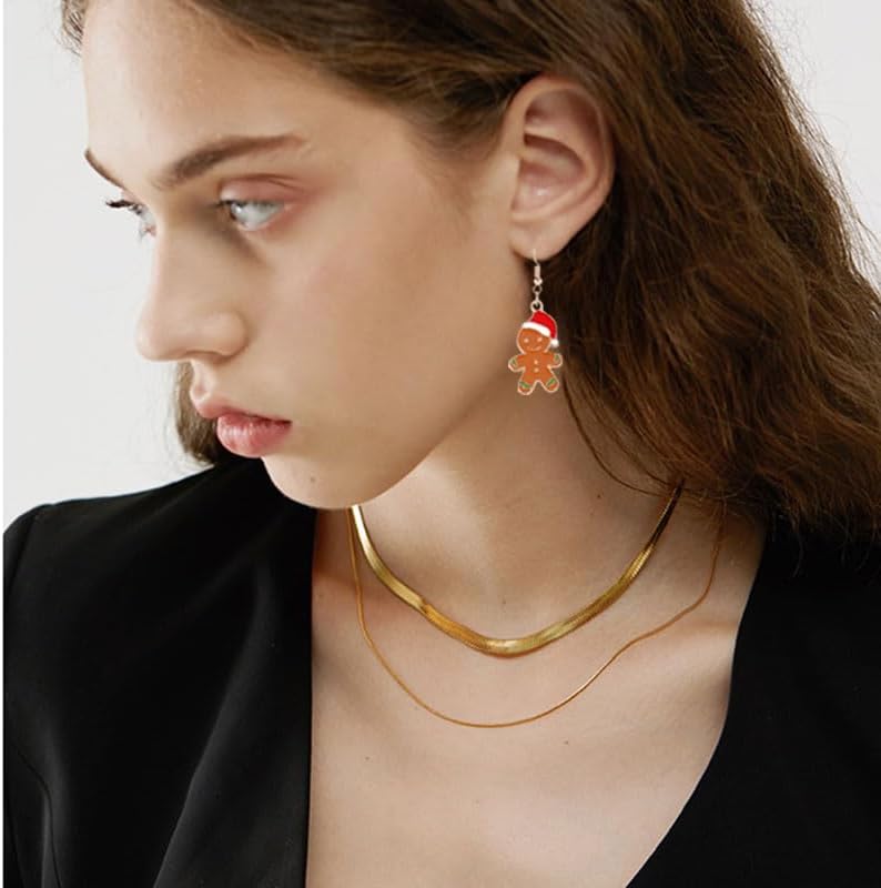 Earrings for Women Cute Creative Christmas Gingerbread Man Earrings Christmas Theme EarringsXmas Holiday Earrings Festival Jewelry Gifts - 我的商店我的商店我的商店