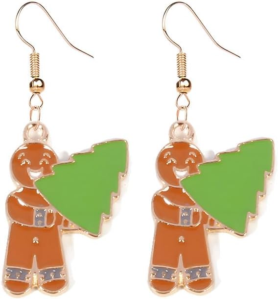 Earrings for Women Cute Creative Christmas Gingerbread Man Earrings Christmas Theme EarringsXmas Holiday Earrings Festival Jewelry Gifts - 我的商店我的商店我的商店