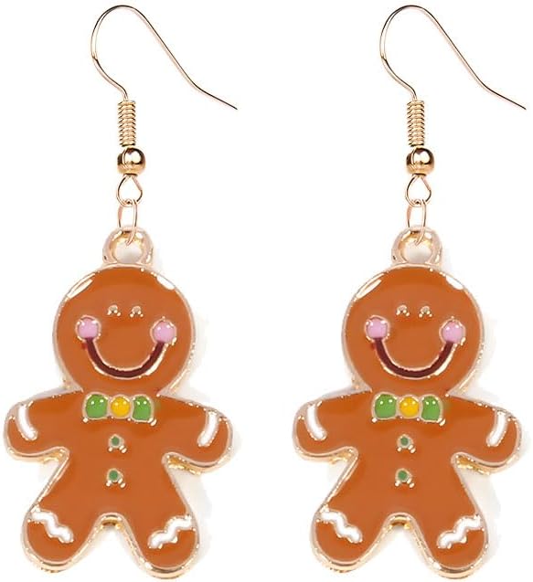 Earrings for Women Cute Creative Christmas Gingerbread Man Earrings Christmas Theme EarringsXmas Holiday Earrings Festival Jewelry Gifts - 我的商店我的商店我的商店