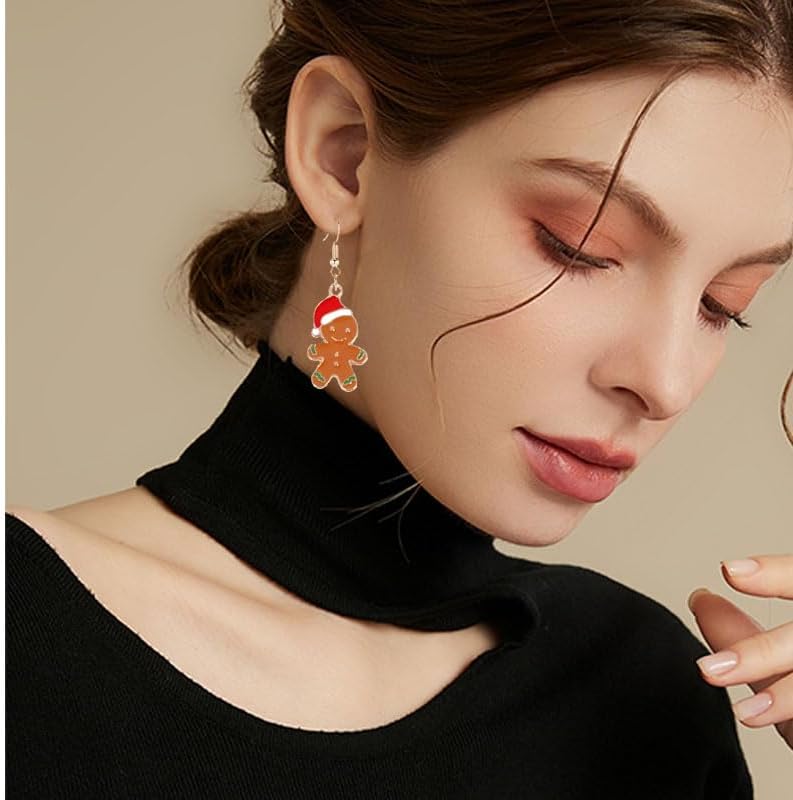 Earrings for Women Cute Creative Christmas Gingerbread Man Earrings Christmas Theme EarringsXmas Holiday Earrings Festival Jewelry Gifts - 我的商店我的商店我的商店