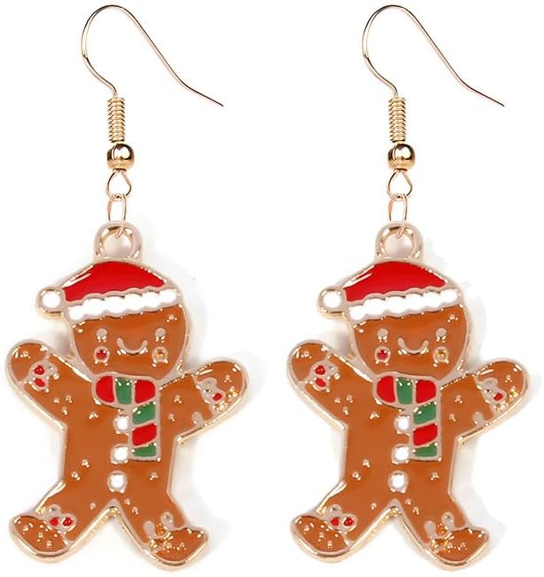 Earrings for Women Cute Creative Christmas Gingerbread Man Earrings Christmas Theme EarringsXmas Holiday Earrings Festival Jewelry Gifts - 我的商店我的商店我的商店