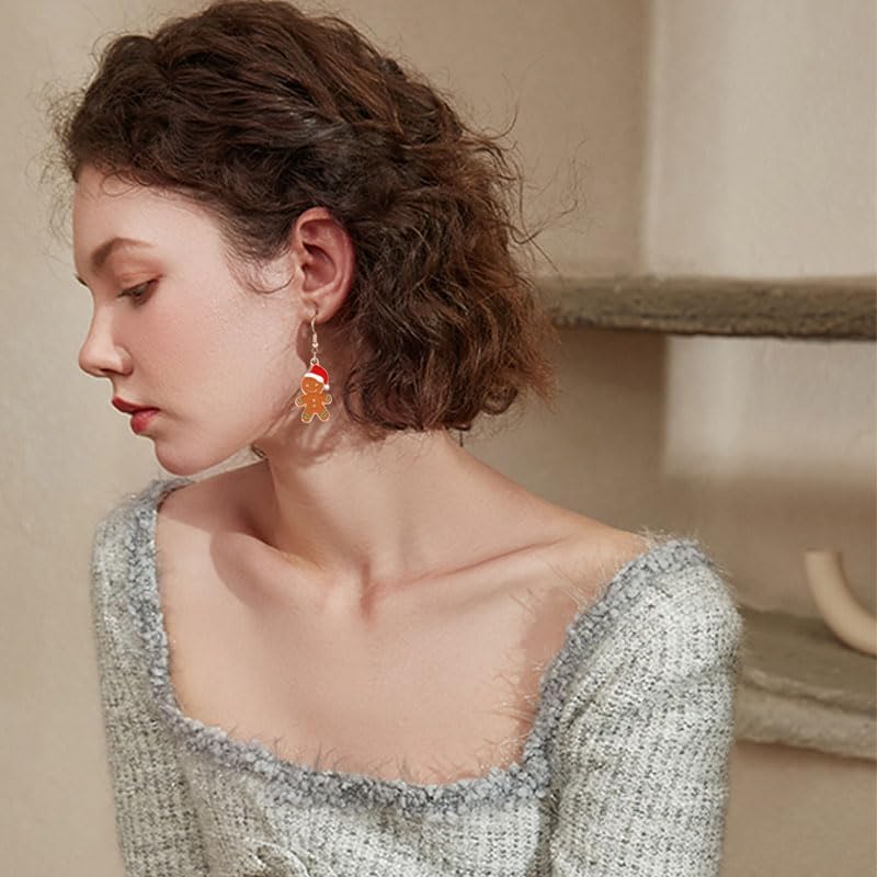 Earrings for Women Cute Creative Christmas Gingerbread Man Earrings Christmas Theme EarringsXmas Holiday Earrings Festival Jewelry Gifts - 我的商店我的商店我的商店
