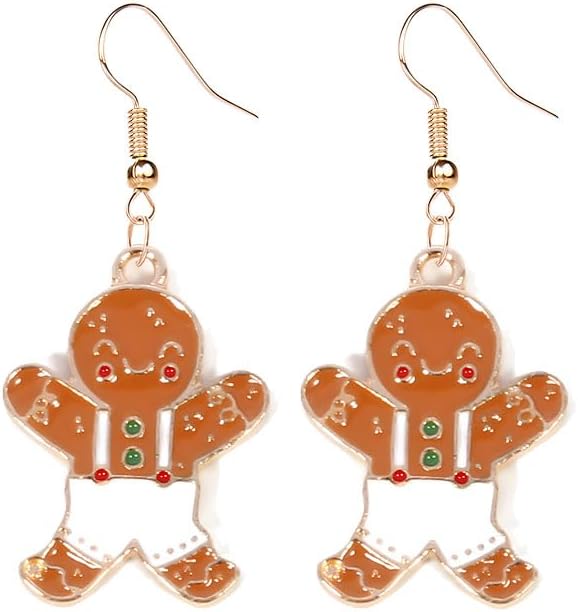 Earrings for Women Cute Creative Christmas Gingerbread Man Earrings Christmas Theme EarringsXmas Holiday Earrings Festival Jewelry Gifts - 我的商店我的商店我的商店