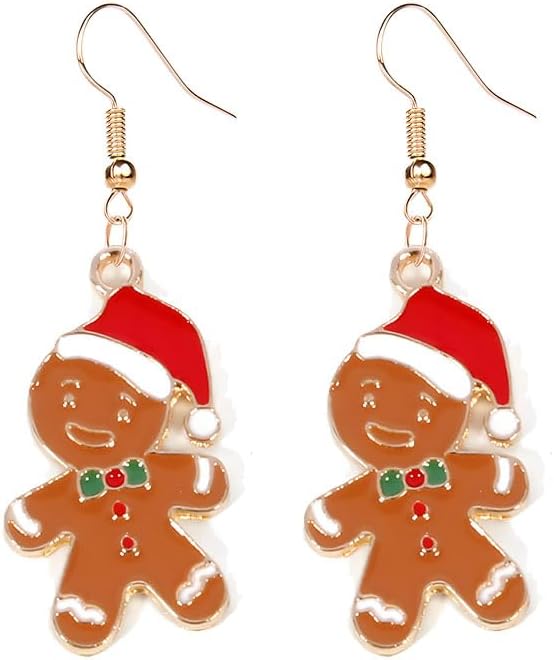 Earrings for Women Cute Creative Christmas Gingerbread Man Earrings Christmas Theme EarringsXmas Holiday Earrings Festival Jewelry Gifts - 我的商店我的商店我的商店